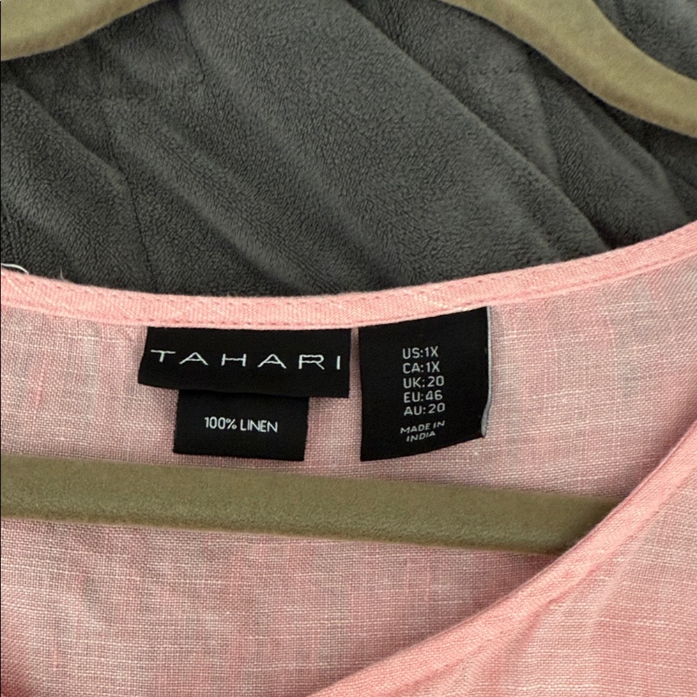 Tahari Pink Linen Women's Top - Picture 5 of 7